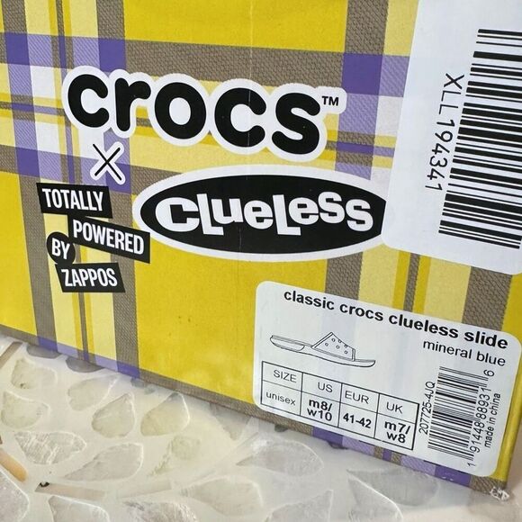 New Crocs x Clueless "The Tai" Slide – Mineral Blue – Women’s 10 / Men’s 8 – Box - Picture 11 of 11